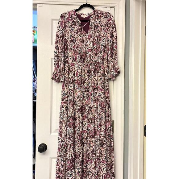 Skies Are Blue Dresses & Skirts - Skies Are Blue Floral Maxi Dress Woman’s M. Floral Burgundy Boho Peasant Layer
